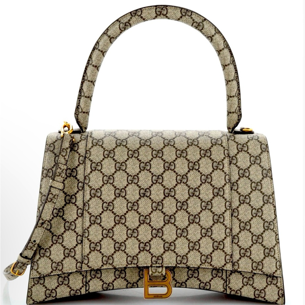 Gucci X Balenciaga Medium Hourglass Hacker Aria Supreme GG Logo Top Handle Bag